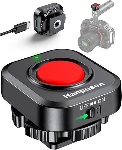 Rechargeable Wireless Camera Remote Control for Video Recording | One-Press Video Start/Stop with Locking Cold Shoe for Camera Cage Top Handles, for Sony A6700, for Canon T7i, for Nikon Z50 in Kuwait