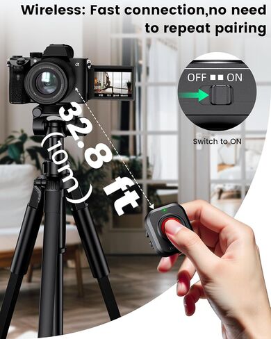 Rechargeable Wireless Camera Remote Control for Video Recording | One-Press Video Start/Stop with Locking Cold Shoe for Camera Cage Top Handles, for Sony A6700, for Canon T7i, for Nikon Z50 in Kuwait