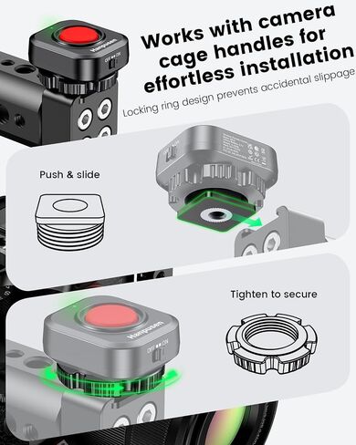 Rechargeable Wireless Camera Remote Control for Video Recording | One-Press Video Start/Stop with Locking Cold Shoe for Camera Cage Top Handles, for Sony A6700, for Canon T7i, for Nikon Z50 in Kuwait