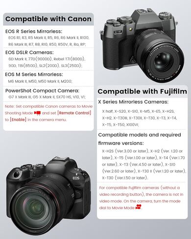 Rechargeable Wireless Camera Remote Control for Video Recording | One-Press Video Start/Stop with Locking Cold Shoe for Camera Cage Top Handles, for Sony A6700, for Canon T7i, for Nikon Z50 in Kuwait