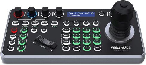 FEELWORLD KBC20N NDI PTZ Camera Joystick Controller, LCD Screen 4D Joystick Control Keyboard Support NDI PoE VISCA Pelco-D/P RS422 RS485 RS232 RJ45 for Church Live, Events, Live Streaming in Kuwait