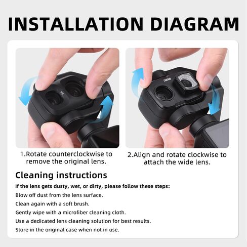 HD Wide-Angle Lens for DJI Pocket 4Pro - 110% Expanded Field of View, Optical Glass, Tool-Free Snap-On Installation, Multi-Layer & Nano Coating for Water, Dust in Kuwait