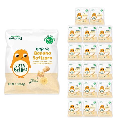 Little Bellies Organic Softcorn Variety Pack, Apple & Berry and Banana (Pack of 18 x 0.28 oz Individual Packs) in Kuwait