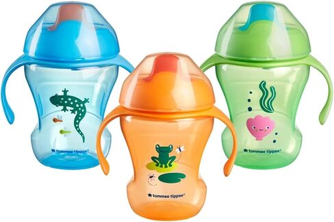 Tommee Tippee Toddler Sippy Cup, Sporty Spout, 1-3 Years, Spill-Proof | Pack of 3, 10oz, Bite-Resistant Spout, Easy-to-Hold Design, Orange, Green & Blue, BPA Free in Kuwait