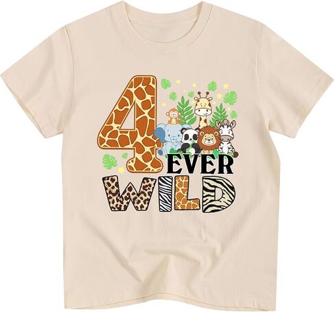 Toddler Boys Girls Birthday T-Shirt Wild One/Two/Three/Four Shirt Jungle Animal Tees in Kuwait