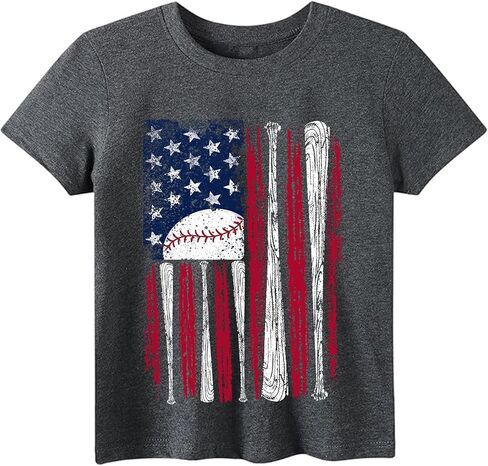 Kids 4th of July T-Shirts Boys Girl American Flag Print Shirts Patriotic Tops Pure Cotton Short Sleeve Tees 2-7Years in Kuwait