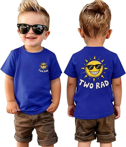 GLIGLITTR 2nd Birthday Shirt Boy Two Rad Tshirt 2 Year Old Toddler Boys Second Birthday Party Outfits Bday Gift Tees Tops in Kuwait