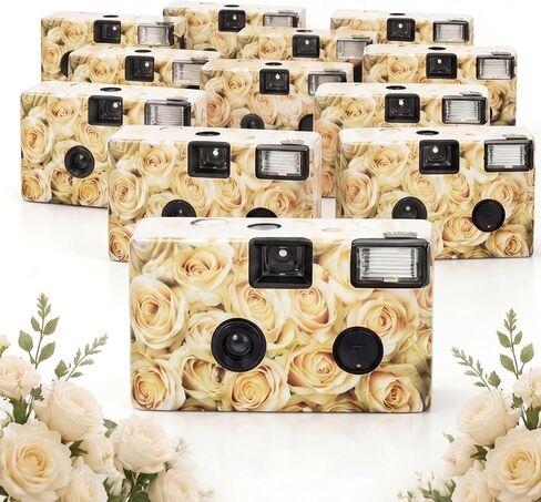 12 Pack Disposable Cameras Bulk for Wedding 35 mm Single Use Film Cameras with Flash for Wedding Reception Guests, Baby Shower, Bridal Shower, Anniversary(Pink Rose) in Saudi Arabia