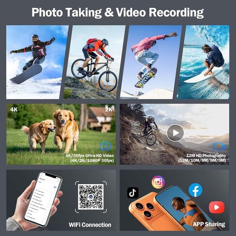 Mini Body Camera 4K with Charging Case, Wearable Thumb Action Camera, 32GB | 180 Rotatable, Magnetic Pendant, 1.97'' Display Vlogging Camera, Waterproof POV Cam, Pocket Camera for Travel/Sports/Vlogging in Kuwait
