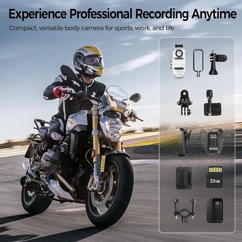 Mini Body Camera 4K with Charging Case, Wearable Thumb Action Camera, 32GB | 180 Rotatable, Magnetic Pendant, 1.97'' Display Vlogging Camera, Waterproof POV Cam, Pocket Camera for Travel/Sports/Vlogging in Kuwait