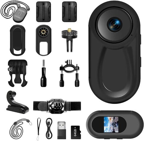 1080P Mini Body Camera 64G Wearable with 360°Rotatable Clip | Mini Body Camera 64G with 360°Rotatable Clip in Kuwait