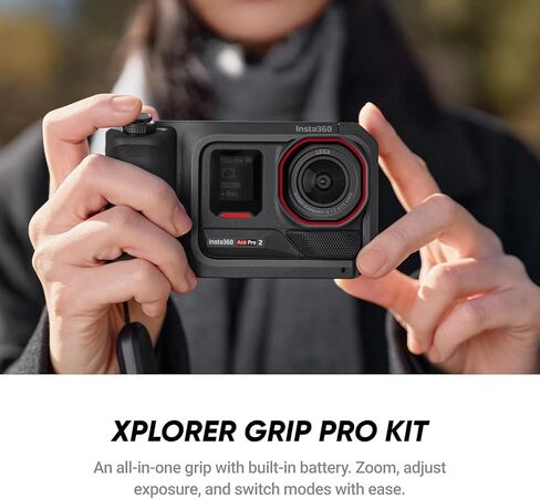 Insta360 CINSBBGA-ACEPRO2166 Ace Pro 2 8K AI-Powered Action Camera Xplorer Pro Bundle with Dual Battery Midnight Black in Kuwait
