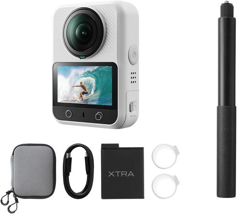 Xtra 360 Camera, 8K Panoramic Video, 1-Inch Sensor Equivalent, 100MP High Resolution, Waterproof Action Camera, 105GB Built-in Storage, Bullet Time, Broad Compatibility, Vlog | True 8k/30fps 360 Degre in Kuwait