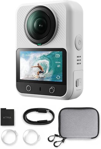 Xtra 360 Camera, 8K Panoramic Video, 1-Inch Sensor Equivalent, 100MP High Resolution, Waterproof Action Camera, 105GB Built-in Storage, Bullet Time, Broad Compatibility, Vlog | True 8k/30fps 360 Degre in Kuwait