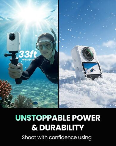 Xtra 360 Camera, 8K Panoramic Video, 1-Inch Sensor Equivalent, 100MP High Resolution, Waterproof Action Camera, 105GB Built-in Storage, Bullet Time, Broad Compatibility, Vlog | True 8k/30fps 360 Degre in Kuwait