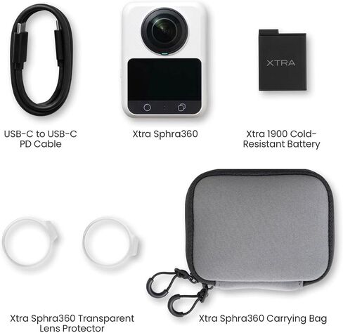 Xtra 360 Camera, 8K Panoramic Video, 1-Inch Sensor Equivalent, 100MP High Resolution, Waterproof Action Camera, 105GB Built-in Storage, Bullet Time, Broad Compatibility, Vlog | True 8k/30fps 360 Degre in Kuwait