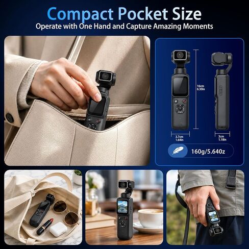 Pocket Vlogging Camera for YouTube, Handheld Gimbal Blogging Cam | 330° Rotating Lens & Face Tracking, 4k Video & 75mp Photos, Wifi Sharing & Webcam Function, 1.72" Touch Screen for Beginner in Kuwait