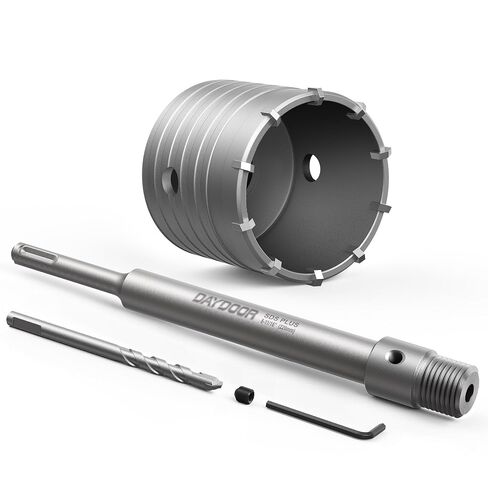 DAYDOOR 2-9/16" (65mm) Concrete Hole Saw with SDS Plus Shank | Tungsten Carbide Tipped Masonry Hole Saw, Heavy Duty Concrete Core Drill Bit for Brick, Cement Wall, and Stone in Kuwait