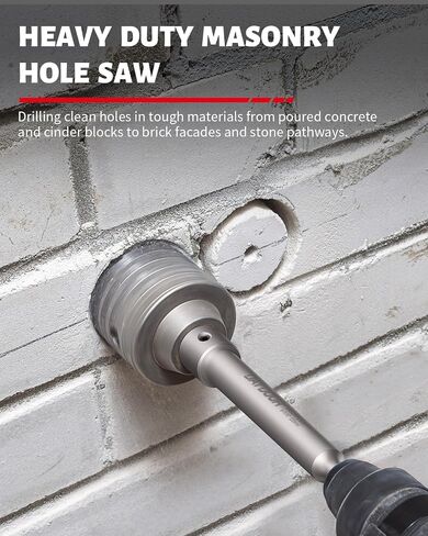 DAYDOOR 2-9/16" (65mm) Concrete Hole Saw with SDS Plus Shank | Tungsten Carbide Tipped Masonry Hole Saw, Heavy Duty Concrete Core Drill Bit for Brick, Cement Wall, and Stone in Kuwait