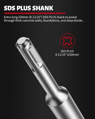 DAYDOOR 2-9/16" (65mm) Concrete Hole Saw with SDS Plus Shank | Tungsten Carbide Tipped Masonry Hole Saw, Heavy Duty Concrete Core Drill Bit for Brick, Cement Wall, and Stone in Kuwait