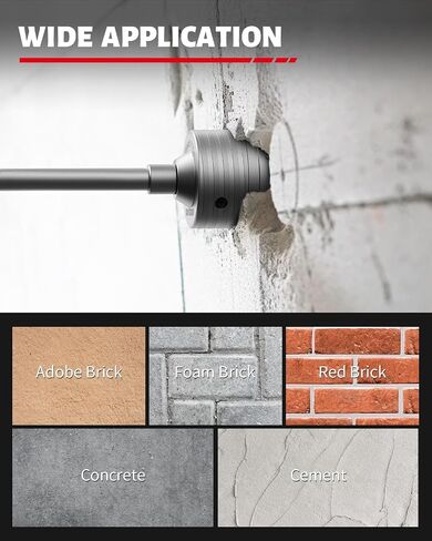 DAYDOOR 2-9/16" (65mm) Concrete Hole Saw with SDS Plus Shank | Tungsten Carbide Tipped Masonry Hole Saw, Heavy Duty Concrete Core Drill Bit for Brick, Cement Wall, and Stone in Kuwait