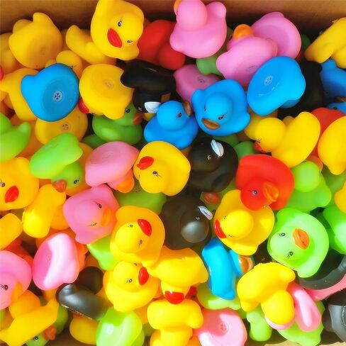 31 Pcs Multicolored Mini Multicolor Rubber Ducks Baby Bath Ducky Bathtub Pool Squeaky Little Duck Toys for Shower/Party Decoration Supplies/Birthday (1.5"x 1.4" x 1.2") in Kuwait