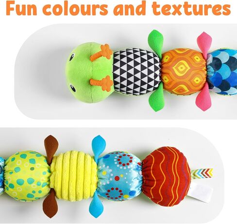 LIGHTDESIRE Baby Toys Musical Caterpillar Infant Toys Plush Stuffed Animals | Sensory Toys with Crinkle and Rattle Baby Teething Toys for Tummy Time Newborn Boys Girls 0 3 6 12 Months Shower Gifts(Green) in Kuwait