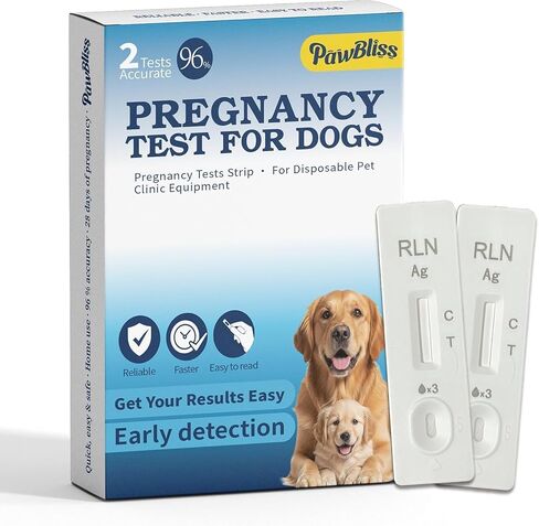 Canine Pregnancy Test Kit, Minimal Ear-Edge Blood Sample, Disposable Strips, Fast Visual Indicator, 5-Minute Reading, Gentle & Clean Design, Dogs Breeding Monitor, 2 Count in Kuwait