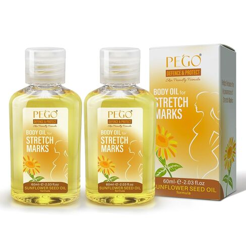 PEGO Stretch Mark Oil for Pregnancy, Maternity Body Oil for Stretch Mark Prevention & Reduction, Hydrating Skin Care, 4.06oz (2Pack) in Saudi Arabia