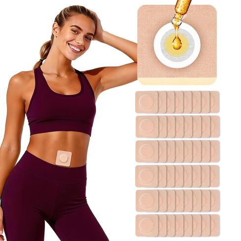 48PCS Castor Oil Patches, Castor Oil Pack Wrap, Belly Button Patch | Organic Cotton, Breathable & Self-Adhesive Pads, Anti Leakage, No Wash, Portable, Without Castor Oil, Beige in Kuwait