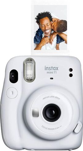 Fujifilm Instax Mini 11 Instant Film Camera with Automatic Exposure and Flash, Polaroid Camera, Fujinon 60mm Lens with Selfie Mirror, Optical Viewfinder - Ice White (Renewed) in Kuwait
