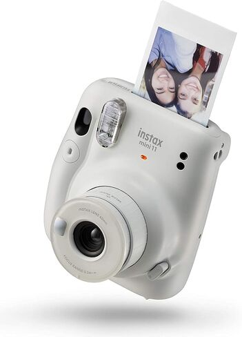 Fujifilm Instax Mini 11 Instant Film Camera with Automatic Exposure and Flash, Polaroid Camera, Fujinon 60mm Lens with Selfie Mirror, Optical Viewfinder - Ice White (Renewed) in Kuwait