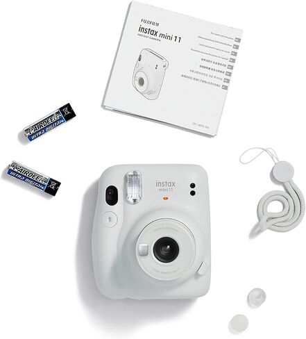 Fujifilm Instax Mini 11 Instant Film Camera with Automatic Exposure and Flash, Polaroid Camera, Fujinon 60mm Lens with Selfie Mirror, Optical Viewfinder - Ice White (Renewed) in Kuwait