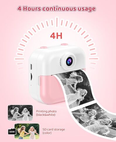 Kids Camera Instant Print Camera for Kids Ages 3-12, Christmas Birthday Gifts for Girls Boys, 1080P Dual Lens Selfie Digital Camera with 32GB Card, Portable Toy for 3 4 5 6 7 8 9 10 Year Old in Kuwait