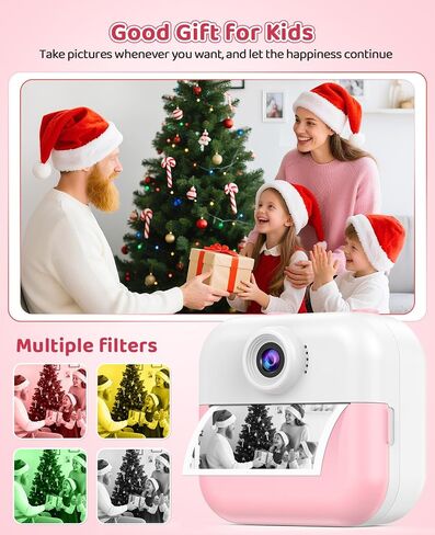 Kids Camera Instant Print Camera for Kids Ages 3-12, Christmas Birthday Gifts for Girls Boys, 1080P Dual Lens Selfie Digital Camera with 32GB Card, Portable Toy for 3 4 5 6 7 8 9 10 Year Old in Kuwait