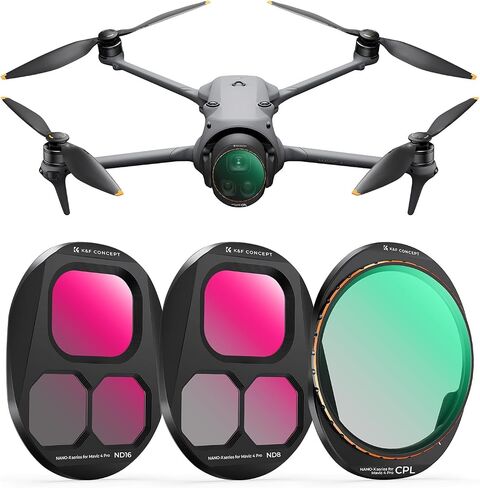K&F CONCEPT Upgrade ND/PL Filter Sets Compatible with DJI Mavic 4 Pro | 4 Pack ND8/PL ND16/PL ND32/PL ND64/PL, Snap on Multi Coated HD Optical Glass Drone Camera Lens Accessories, FD071 in Kuwait