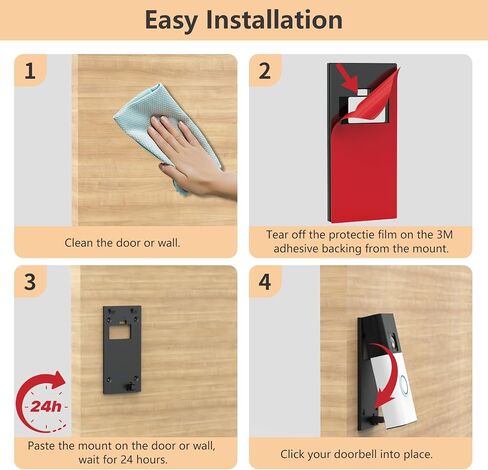 No-Drill Doorbell Mount Compatible with Battery Doorbell(2024 Release) | Stable Plastic, Strong Adhesive Doorbell Mounting Bracket, Easy Installation, Accessories for Apartment Houses in Kuwait