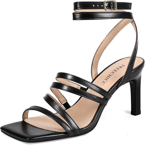صنادل نسائية بكعب عالٍ وأربطة بكعب عالٍ مع إصبع مربع مفتوح وحزام كاحل مثير قابل للتعديل للحفلات وحفلات الزفاف للصيف in Kuwait