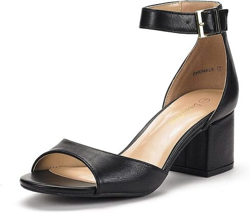 DREAM PAIRS Women's Chunky Heel Sandal | 2.2 inch chunky block heels,open toe with ankle strap buckle, classic comfortable heeled sandals,wedding party dress shoes in Kuwait