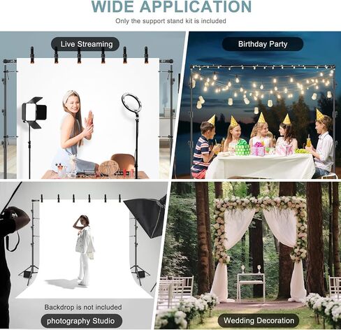 10.2x10Ft Heavy Duty Backdrop Stand, MSKIRA Adjustable Backdrop Support System Kit, Photoshoot Background Stand for Parties, Advertising Display with 6 Clamps, 4 Clips, 2 Sandbags, Carry Bag in Kuwait
