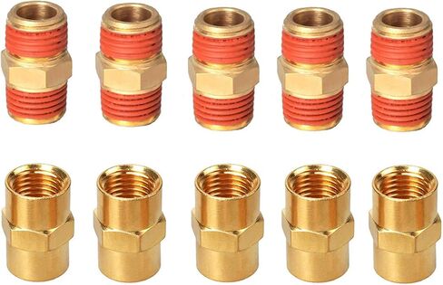 YOTOO Solid Brass Air Hose Fittings, Male and Female Couplings 1/4 inch x1/4 inch NPT with Storage Case, 10-Piece Packed in Saudi Arabia
