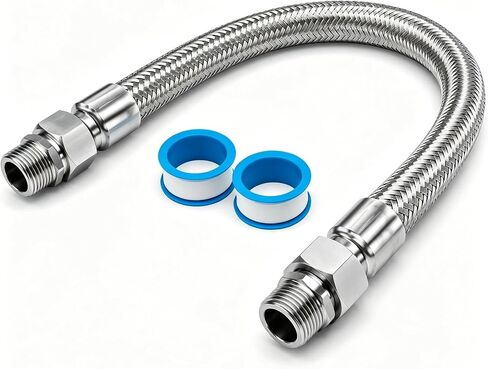 3/4" NPT Air Compressor Jumper Hose 20"length Stainless Steel Braided Hose | 450 PSI 750°F Compatible with pneumatic tools & air systems Two 3/4" Male Adapters Both Sides Fittings Rotate Freely in Kuwait