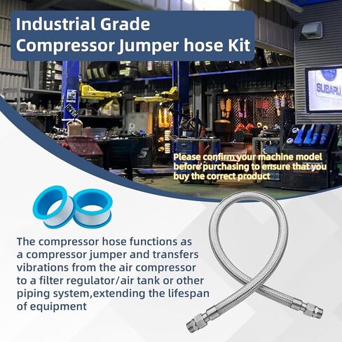 3/4" NPT Air Compressor Jumper Hose 20"length Stainless Steel Braided Hose | 450 PSI 750°F Compatible with pneumatic tools & air systems Two 3/4" Male Adapters Both Sides Fittings Rotate Freely in Kuwait