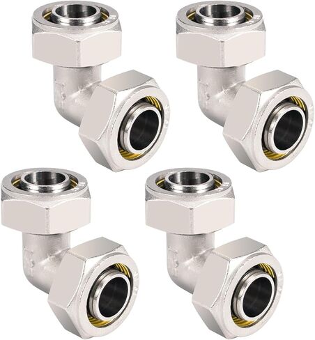 2PCS 3/4" Elbow Air Line Fittings for Garage Compressed Air System | Brass-Nickel Plated Air Piping Connector, 200PSI Rated Fittings for Shop Air Line Installation and Workshop Compressor Setup in Kuwait