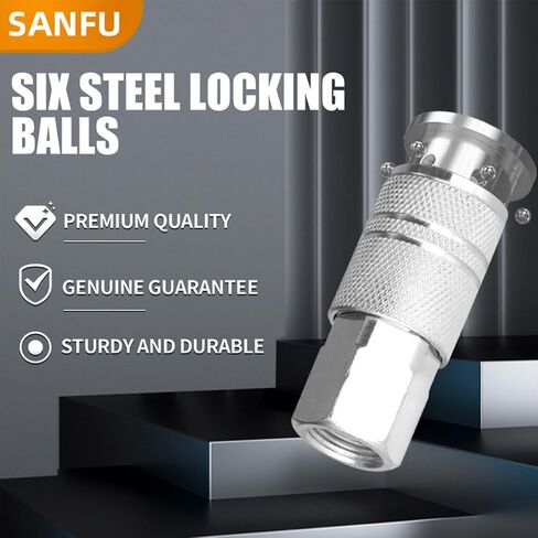 SANFU 3/8’’ Sealed Pre-Coated Air Hose Quick Connect Fittings, High Flow 3PCS Air Coupler and 6PCS Air Plug With 3/8 Inch NPT Threads, I/M Type 10PCS Kits, Leak-Free in Saudi Arabia