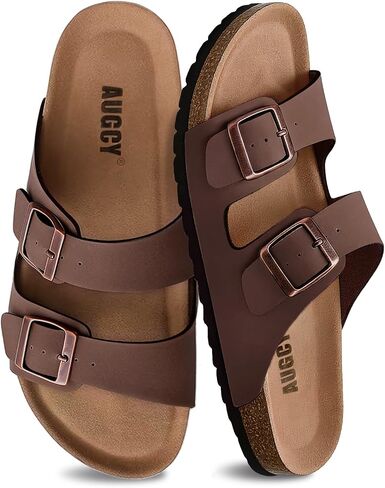 Womens Sandal Cork Footbed Slide, Arch Support Slides for Women with Adjustable Buckle, Comfortable Summer Beach Outdoor Sandals in Kuwait
