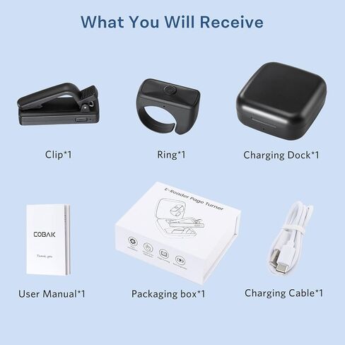 CoBak Remote Control Page Turner for Kindle Paperwhite Ipad Oasis Kobo eReaders, Camera Camcorder Remote Controls, Long-Lasting Page Turner Clicker for Tablets Reading Novels with Charging Case, Black in Kuwait