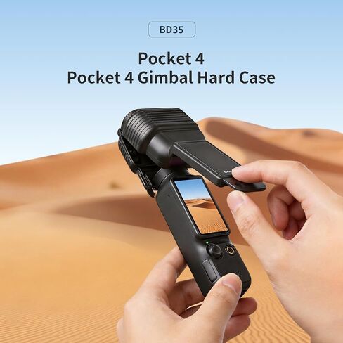 Hard Case for DJI Osmo Pocket 4,All-Round Protective Cover with Felt Lining, Shockproof, Scratch-Resistant, Dustproof Gimbal Protector, One-Piece Flip Design, Semi-Transparent Charging View in Kuwait