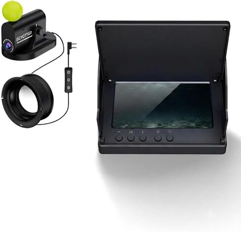 98ft Underwater Fishing Camera with Controllable Elevating Winch, Portable 7" HD IPS Monitor Fish Finder with IP68 Waterproof Camera, Night Light Vision, for Ice, Boat, Lake Fishing in Kuwait