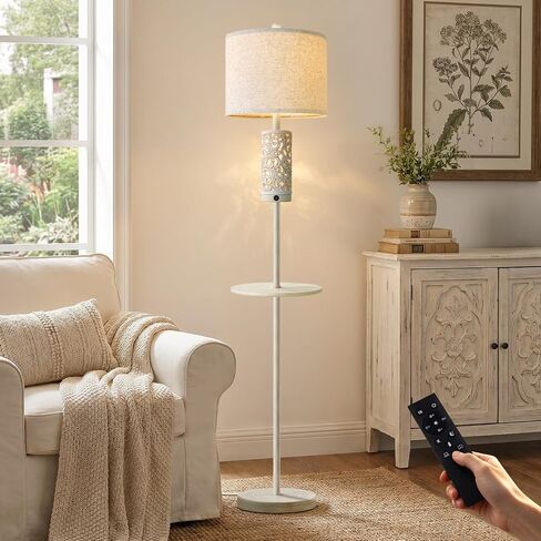 OYEARS 65" Farmhouse Floor Lamp for Living Room, Vintage Floor Lamp with Main&Night Light, Linen Shade&Dual Switches, Rustic Tall Standing Lamp for Bedroom Nursery Corner, Bulb Included, Brown in Kuwait